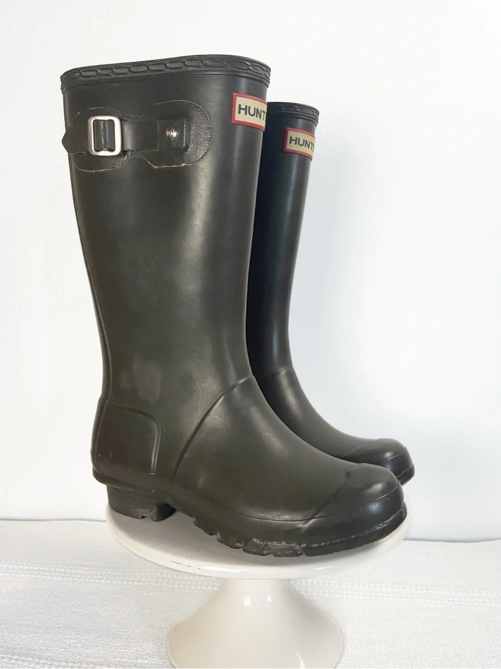 Hunter Matte Tall Rubber Rain Boots Brown Kids size 3 M/4 F